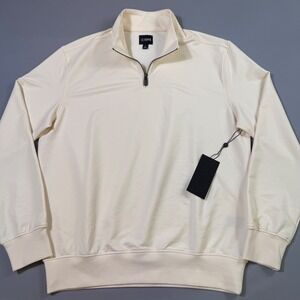 NWT Cuts Clothing Hyperloop 1/4 Zip Mens Large Ivory Pullover Golf MF10562N